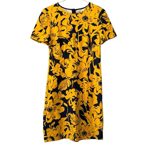 Trina Turk Dress Womens Small Yellow Blue Floral Vacation Designer Wedding Guest - Picture 1 of 11